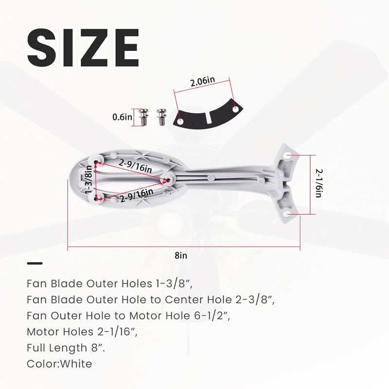 Ciuouient Ceiling Fan Arm Replacement Bracket Compatible with H-ampton Bay Glendale II 52 in. LED Indoor White Ceiling Fan AG524PR-WH,1Pc(White) - Image 5